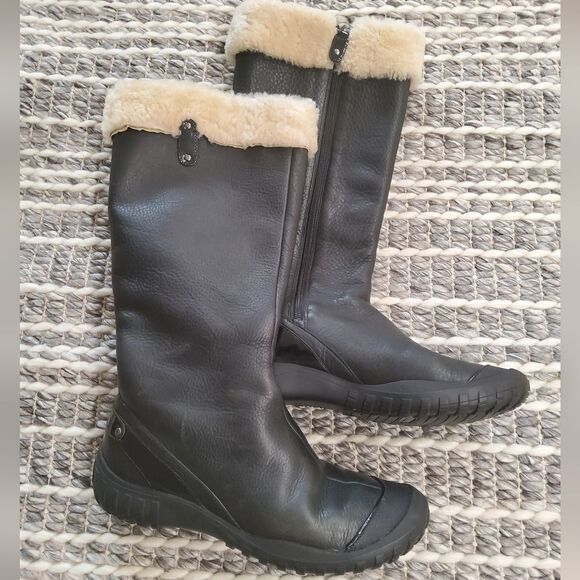 Cole Haan Nike Air G-Series Waterproof Leather Boots Fur Trim Size 9